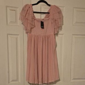 Torrid Pink Ruffle Sleeve Dress